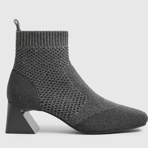 VIVAIA Melissa Lace Gray Square-Toe Perforated Knit Pull On Heeled Ankle Boots